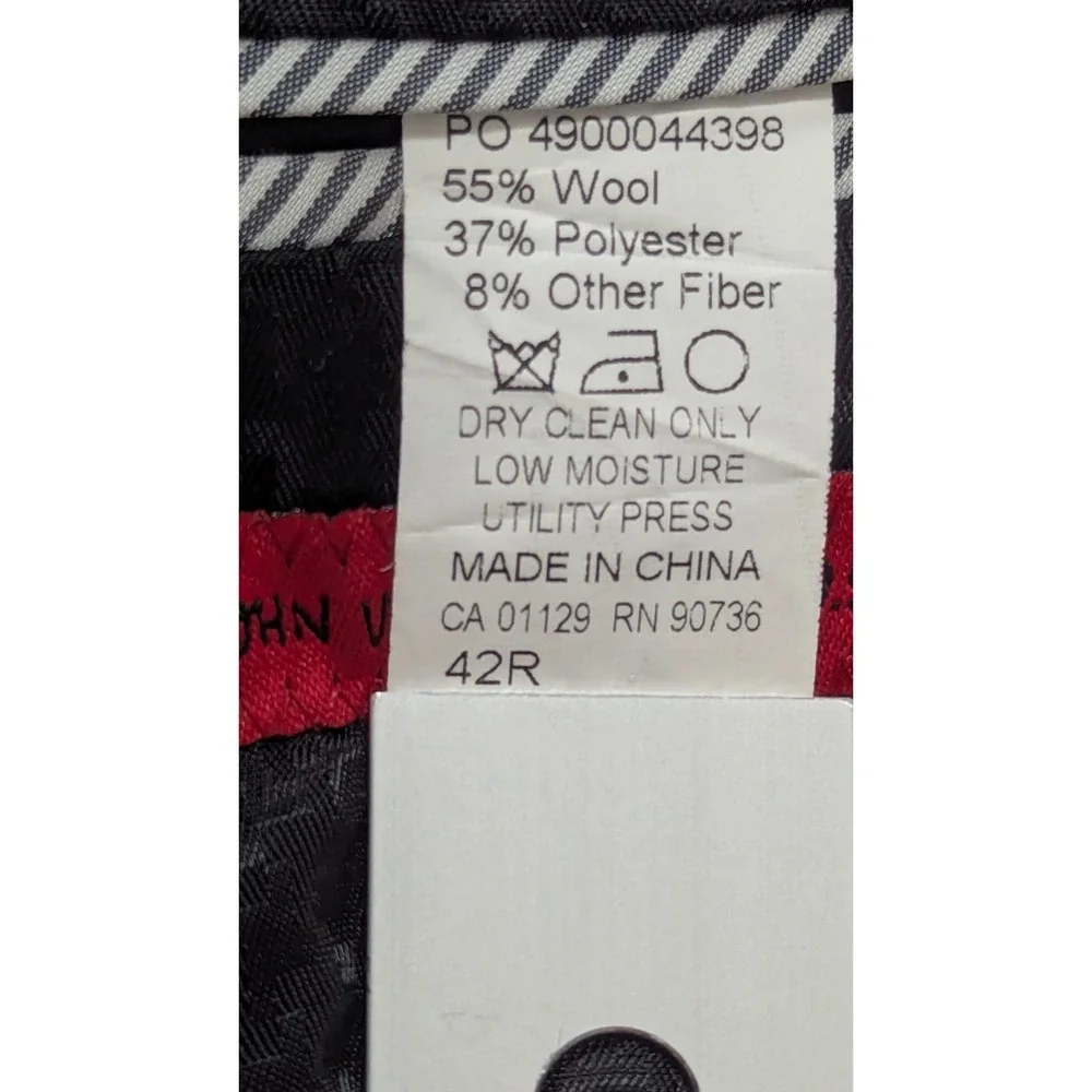 John Varvatos Blazer Mens 42R Gray Wool Blend Two Buttons Flap Pockets Old Money